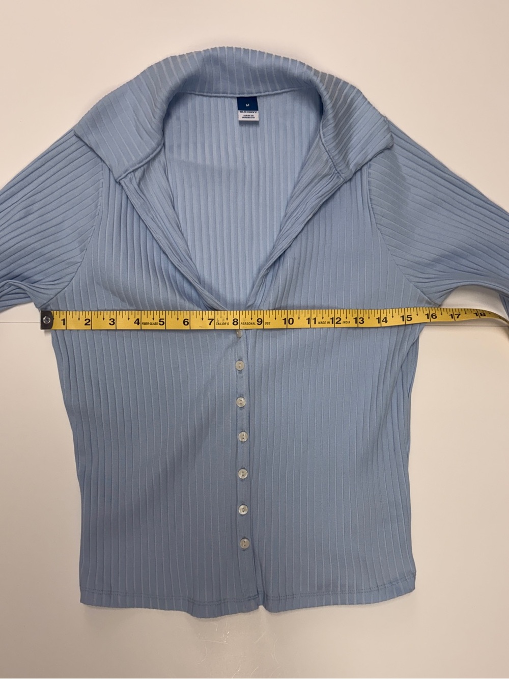 Old Navy Ribbed Polo Top | M | Pale Blue - Picture 5 of 6